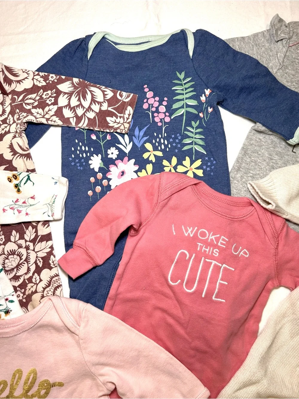 8 Piece Baby Girl Long Sleeve One Piece Bodysuit Bundle - 0-3 Mo Great Condition